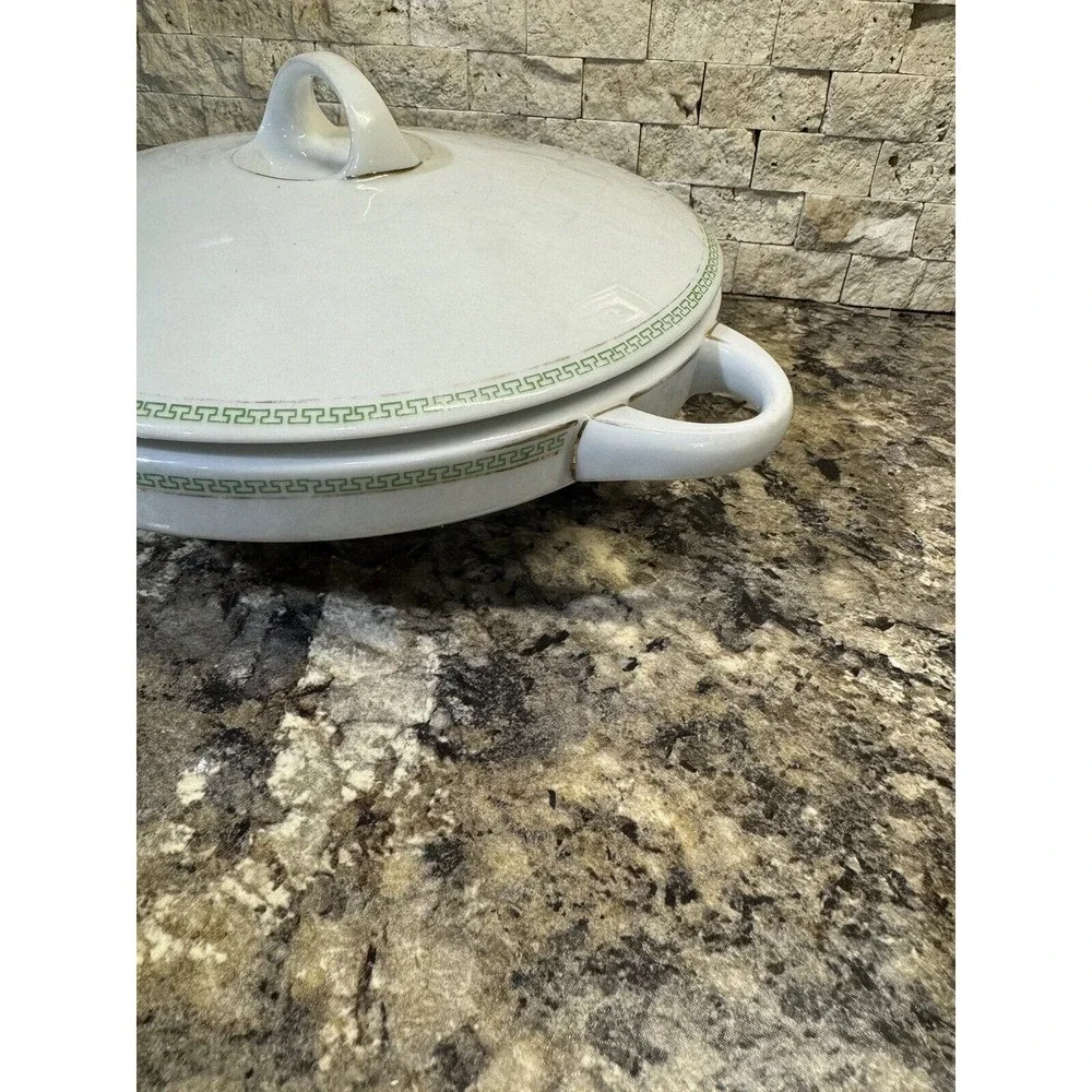 Electra H & C Barvaria Selb Greek Key China Vegetable‎ Dish with Lid
